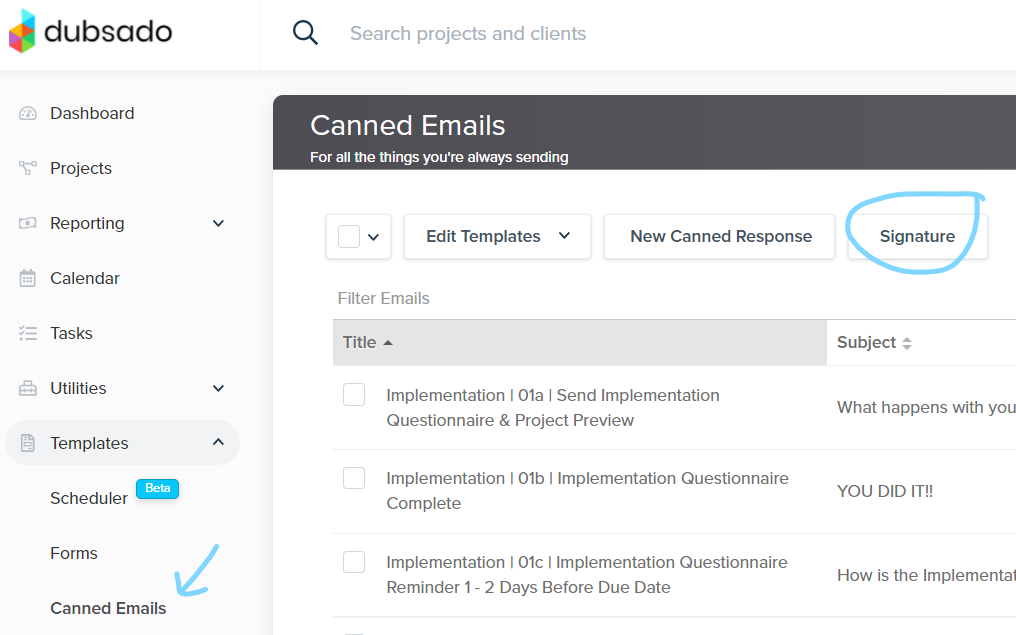 Creating an email signature in Dubsado