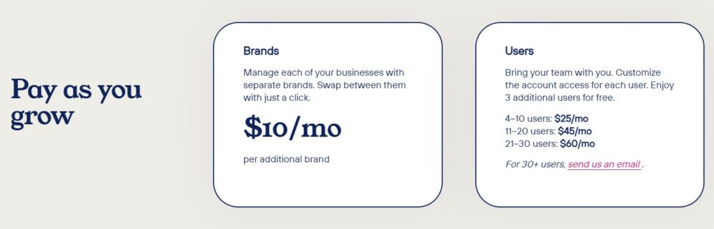 Dubsado pricing for additional brands or users