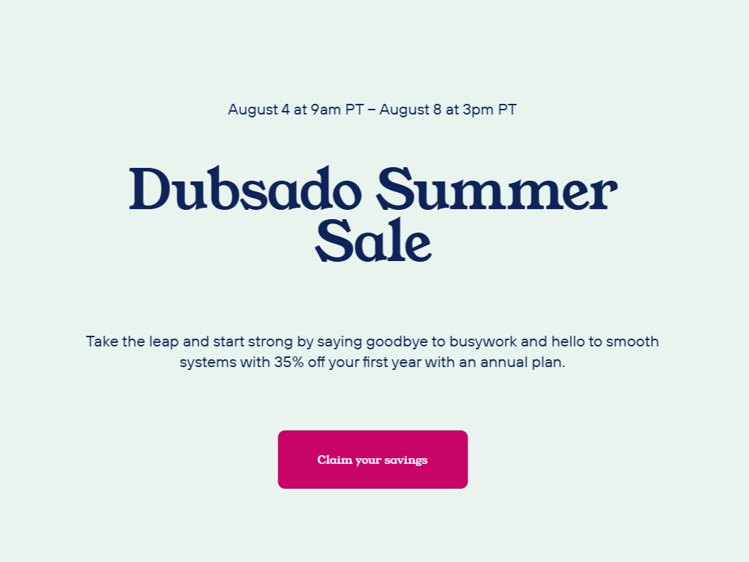 Dubsado summer sale details