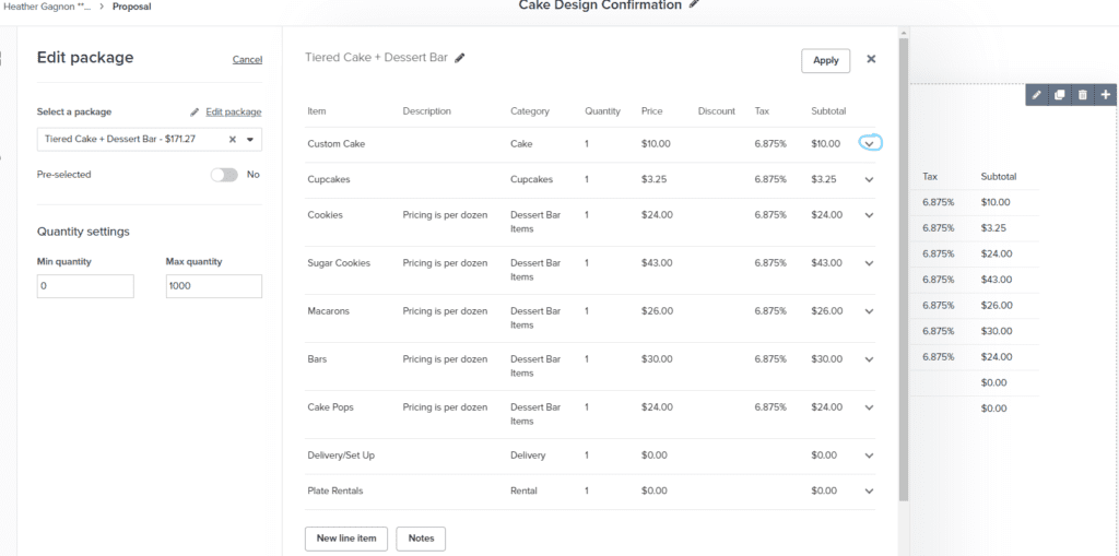 How to edit a package for a custom quote in Dubsado proposal