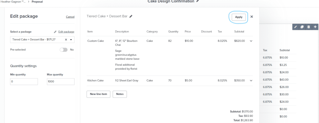 How to edit a package for a custom quote in Dubsado proposal