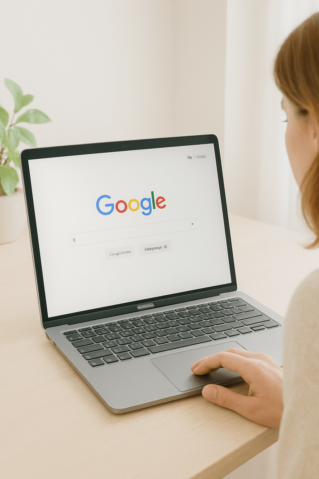 laptop open to google search home page